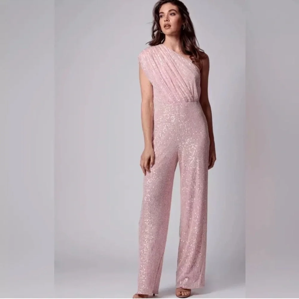 NWT | JAYGODFREY Pink Full-Length One-Shoulder Jumpsuit Size 10 - Picture 5 of 12